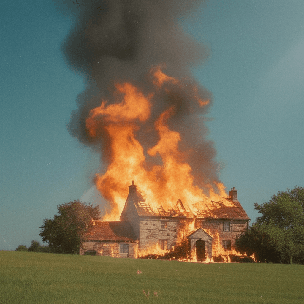 El quiebre narrativo: la casa prendiéndose fuego en el campo